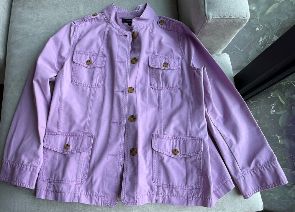 Talbots Military Style Cotton Jacket Purple XL